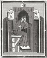 Notker the Stammerer, c. 840  912, aka Notker the Poet or Notker of Saint Gall. Musician, author, poet and Benedictine monk at the Abbey of Saint Gall. From Histoire Des Peintres, École Allemande, published 1875 (litho) | Obraz na stenu