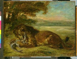 Lion and Alligator, 1863 (oil on panel) | Obraz na stenu