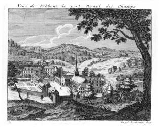 General view of the Abbey of Port-Royal des Champs, 1709 (engraving) (b/w photo) | Obraz na stenu