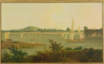 Pinnace Sailing Down the Ganges past Monghyr Fort, c.1791 (oil on canvas) | Obraz na stenu