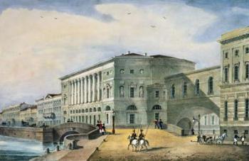 The Hermitage Theatre as Seen from the Vassily Island, 1822 (colour litho) | Obraz na stenu