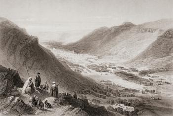 Valley of Sichem and Nablous from Mount Gerizim, Palestine, engraved by J.C. Bentley after W.H. Bartlett | Obraz na stenu