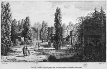 Musee des Monuments Francais, Paris, view of the Jardin Elysee from the tomb of Rene Descartes, engraved by Laurent Guyot (1756-1806) (engraving) | Obraz na stenu