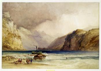 Wallenstadt, from Wesen, Switzerland, 1842 (w/c and bodycolour on wove paper) | Obraz na stenu