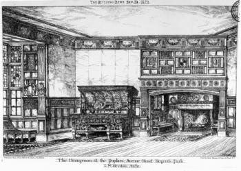 The Dining Room at the Poplars, Avenue Road, Regents Park, from 'The Building News', 19th September 1873 (litho) | Obraz na stenu