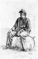 Drummer Boy Taking a Rest During the Civil War (pencil on paper) | Obraz na stenu