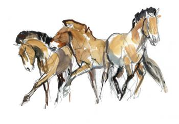 Mistral Three (Przewalski), 2013 (sennelier ink, watercolour and gouache) | Obraz na stenu