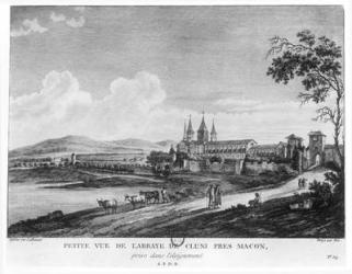 View of Cluny Abbey, from 'Voyage Pittoresque de la France' engraved under direction of Francois Denis Nee (1732-1817) published 1787 (engraving) (b/w photo) | Obraz na stenu