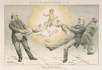 The New Year, from 'St. Stephen's Review Presentation Cartoon', 31 December 1887 (colour litho) | Obraz na stenu