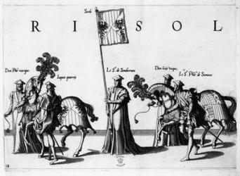 Arms of Sicily at the Funeral Procession of Emperor Charles V, 1559 (engraving) | Obraz na stenu