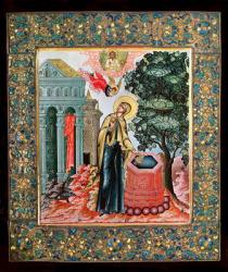 Annunciation at the Fountain (oil on panel with semi-precious stones) | Obraz na stenu