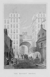 The Regent Bridge, Edinburgh, engraved by Thomas Barber, 1829 (engraving) (b/w photo) | Obraz na stenu