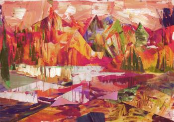 Sawtooth, 2017, Mixed Media on Wood Panel | Obraz na stenu