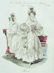 Wedding dress, from 'Le Follet Courrier des Salons Modes', 1832 (colour litho) | Obraz na stenu