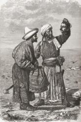 An Afghan soldier holding the severed head of his enemy, illustration from 'The World in the Hands', engraved by Gauchard and Charles Barbant (d.1922), published 1878 (engraving) | Obraz na stenu