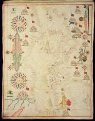 The Mediterranean Basin, from a nautical atlas, 1646 (ink on vellum) (see also 330937-330938) | Obraz na stenu