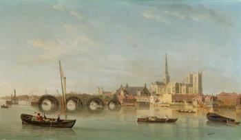 The Building of Westminster Bridge with an imaginary view of Westminster Abbey, c.1742 (oil on canvas) | Obraz na stenu
