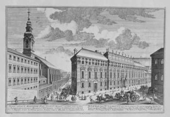 View of the Dorotheergasse showing the Stallburg and the monastery church of the Dorotheum engraved by Hieronymous Sperling (1695-1777) (engraving) | Obraz na stenu