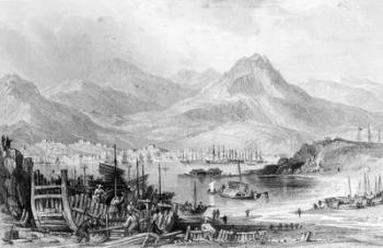 Hong-Kong from Kow-loon, engraved by Samuel Fisher (engraving) | Obraz na stenu