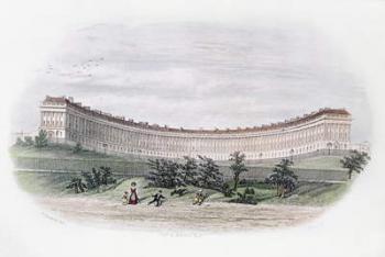 Royal Crescent, Bath, from the park, engraved by J. Shury, c.1840 (engraving) | Obraz na stenu