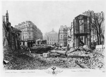 Building of Avenue de l'Opera, last demolitions, 1876 (engraving) (b/w photo) | Obraz na stenu