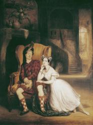 Marie (1804-84) and Paul Taglioni (1808-84) in the ballet 'La Sylphide', 1832 (oil on canvas) | Obraz na stenu
