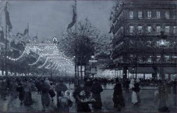 The Grands Boulevards, Paris, decorated for the Celebration of the Franco-Russian Alliance in October 1893 (w/c and gouache on paper) | Obraz na stenu