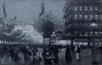 The Grands Boulevards, Paris, decorated for the Celebration of the Franco-Russian Alliance in October 1893 (w/c and gouache on paper) | Obraz na stenu