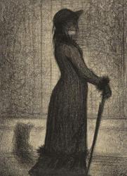 Une Elegante, Woman strolling, c.1884 (conte crayon on michalett paper) | Obraz na stenu