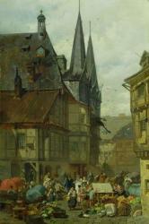 The Marketplace in Wernigerode, 1861 (oil on canvas) | Obraz na stenu