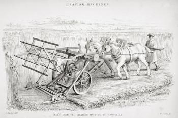 Bell's Improved Reaping Machine, engraved by J.M. Lowry (litho) | Obraz na stenu