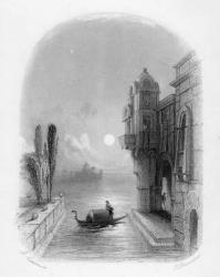 Moonlit scene in Venice, engraved by Robert Brandard, 1846 (engraving) | Obraz na stenu