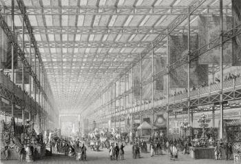 Interior of The Great Industrial Exhibition of 1851 in Hyde Park from 'Cyclopaedia of Useful Arts & Manufactures', edited by Charles Tomlinson, c.1880s (engraving) | Obraz na stenu