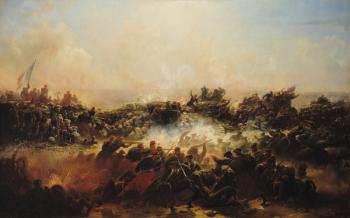 The Battle of Sebastopol, right hand section of triptych, after 1855 (oil on canvas) (see also 70337 & 70338) | Obraz na stenu