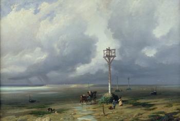 The Passage du Gois at Noirmoutier, 1859 (oil on canvas) | Obraz na stenu