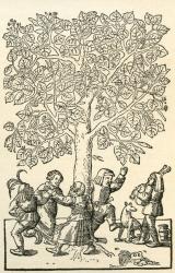Under the village Linden Tree, after a 16th century engraving by Kandel. From Illustrierte Sittengeschichte vom Mittelalter bis zur Gegenwart by Eduard Fuchs, published 1909. | Obraz na stenu