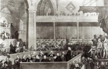 The General Assembly of the Kirk of Scotland, engraved by R. Scott, 1787 (engraving) (b&w photo) | Obraz na stenu