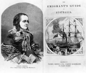 Title page and Frontispiece to 'The Emigrant's Guide to Australia', by Eneas Mackenzie (1778-1831) published by Clarke, Beeton & Co., 1853 (engraving) | Obraz na stenu