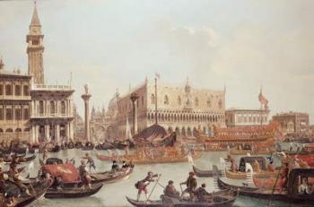 View of the Doge's Palace and the Piazzetta, Venice (oil on panel) | Obraz na stenu