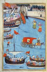 TSM A.3593 Nautical Festival before Sultan Ahmed III (1673-1736) from 'Surname' by Vehbi, c.1720 (gouache on paper) | Obraz na stenu