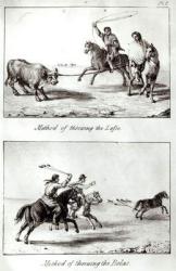 Methods of Throwing the Lasso and the Bolas, from 'Travels in Chile and La Plata' by John Miers, 1826 (litho) (b/w photo) | Obraz na stenu