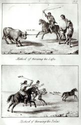 Methods of Throwing the Lasso and the Bolas, from 'Travels in Chile and La Plata' by John Miers, 1826 (litho) (b/w photo) | Obraz na stenu