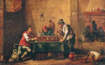 Men Playing Backgammon in a Tavern (oil on canvas) | Obraz na stenu