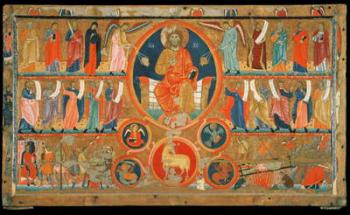 Altar frontal depicting Christ in Glory with saints and prophets and the martyrdom of St. Felix, from the Abbey of San Felice, 1260 (tempera on panel) | Obraz na stenu
