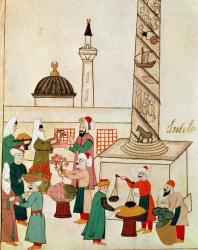 Ms 1671 A Bazaar in Istanbul, c.1580 (gouache on paper) | Obraz na stenu