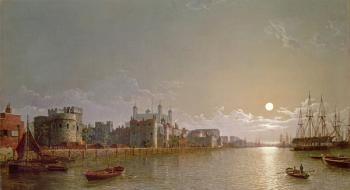 The Thames by Moonlight with Traitors' Gate and the Tower of London | Obraz na stenu