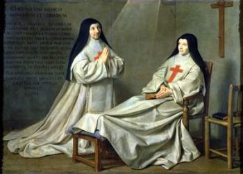 Portrait of Mother Catherine-Agnes Arnauld (1593-1671) and Sister Catherine of St. Suzanne Champaigne (1636-86) the artist's daughter, 1662 (oil on canvas) (for detail see 89737) | Obraz na stenu
