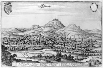 View of Eisenach (engraving) (b/w photo) | Obraz na stenu