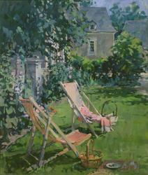 Deck Chairs at Coudray, 1998 (oil on canvas) | Obraz na stenu