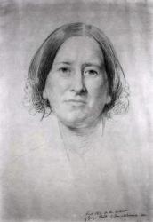 First Study for the Portrait of George Eliot (Mary Ann Evans) (1819-1880) 1860 (pencil on paper) (b&w photo) | Obraz na stenu
